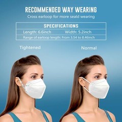 Black OR White KN95 Protective 5 Layer Face Mask Disposable Respirator BFE 95%