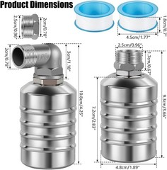 JUXILPP 6pcs 304 Stainless Steel Automatic Float Valve 1/2″ and 3/4″ Connecti…