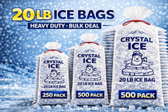 20 lb Ice Bags Drawstring Heavy Duty Bulk 250 500 Pack VALUE