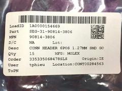 90814-3806 MOLEX 0908143806 CONN HEADER 6POS 1.27MM SMD ROHS 5 PIECES