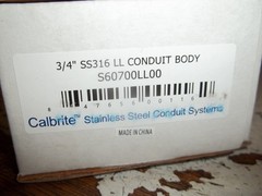 CALBRITE 3/4″ SS316 LL CONDUIT BODY S60700LL00 W/ COVER (452)