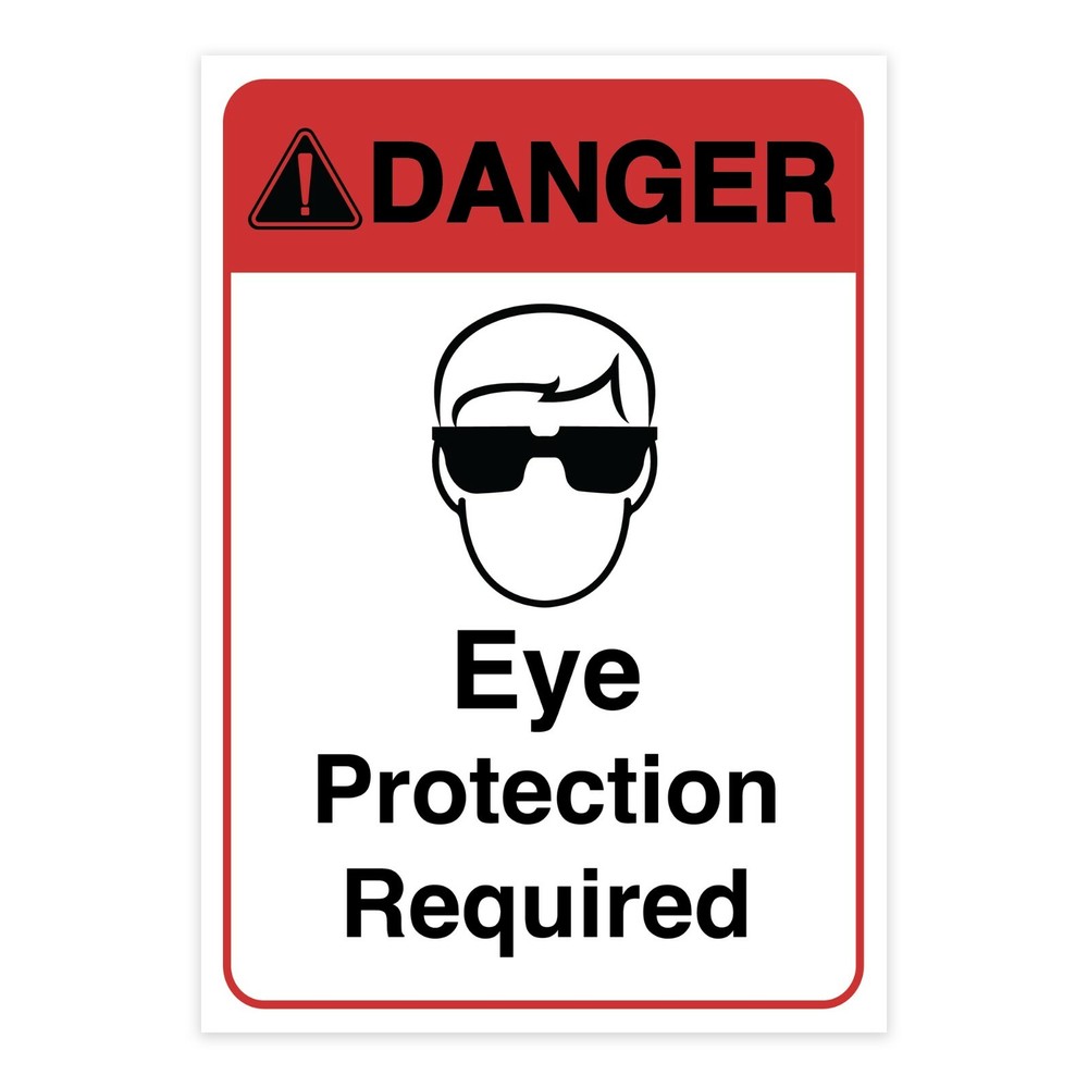 Warning Eye Protection Required Sign Vinyl Decal Window Wall Safety Sticker