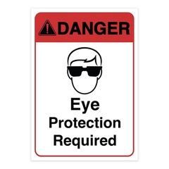 Warning Eye Protection Required Sign Vinyl Decal Window Wall Safety Sticker