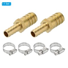 2Pcs 3/8″ to 5/8″ Brass Hose Barb Reducer w 4 Clamps for Air Water Fuel