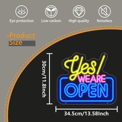 Open Neon Sign for Wall Decor, Yes We Are Open Led Signs, Dimmable USB Powere…