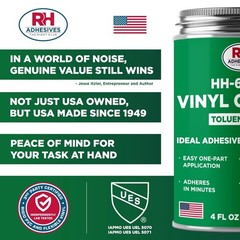 RH Adhesives HH-66 Industrial Strength Vinyl Cement Glue with Brush, 4 oz, Clear