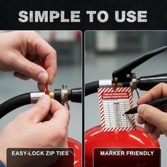 Fire Extinguisher Inspection Tags -2029, Plastic 2.25 x 3 Inch Red Waterproof,