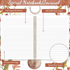 Spiral Notebook – Notebooks Bound with Back Pocket, Lined Journal…