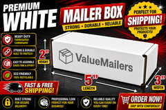 500 – 5 x 3 x 2 White Corrugated Shipping Mailer Packing Box Boxes