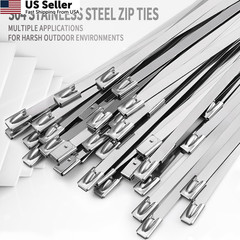 Metal Zip Ties 11.8 inch 100pcs 11.8x 0.18 x 0.01 inches (L*W*T), Silver