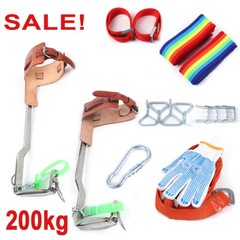 2 Gear Tree Pole Climbing Spike Kit Belt Straps Gloves Carabiner Ropes Tools NEW