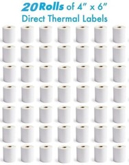 20 Roll 4 x 6 Zebra Direct Thermal Labels 250/Roll for Zebra GK420d ZP450 GX420d