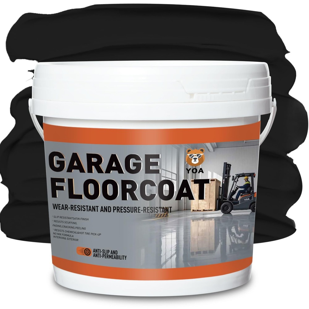 YOA Professional Concrete Garage Floor Paint, 128 Fl Oz (Pack of 1), Black