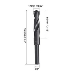 17mm HSS 6542 Short Shank Drill Bit with 1/2 Inch Straight Shank Black Oxide