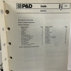 Zenith Service Parts and Carburetor Applications Catalog 3-800 P & D