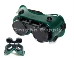 New Cutting Welding Grinding Safety Goggles Glasses Flip Up Dark Green Lenses