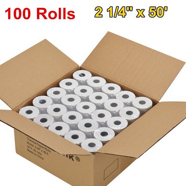 100 Rolls 2 1/4″ 57mm x 50′ Cash Register Credit Card POS Receipt Thermal Paper