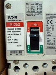 Eaton EGS3125FFG Molded Case Circuit Breaker 3 Pole 125A 600Y/347 VAC Max New
