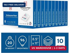 TRU RED Multipurpose Paper 8.5 x 11 Inch 20 lb 96 Bright White, 10 Reams Carton