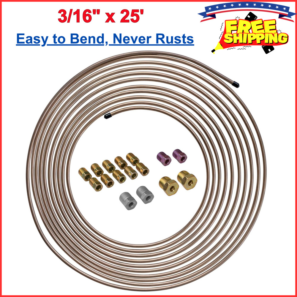 3/16″ x 25′ Genuine Copper-Nickel Alloy Non-Magnetic Brake Line, Rust Resistant