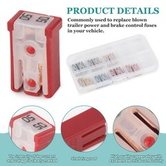 14Pcs Mini Slotted Cartridge Fuse Kit 15A 20A 25A 30A 40A 50A 60A 32V Assortment