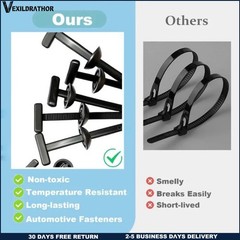 50Pcs Nylon Universal Cable Tie Buckle Plastic Zipper Clips for Cars Black Zip T