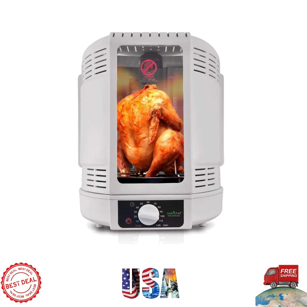 NutriChef Vertical Rotisserie Oven – 4Qt Electric Roaster for 700 Watts Cooking