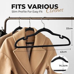 Velvet Non-Slip Clothing Hangers 50 Pack Black Gray Ivory