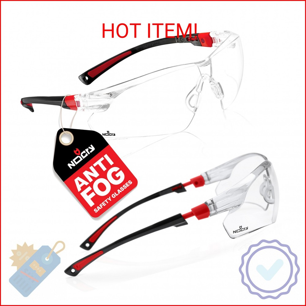 NoCry Clear Safety Glasses for Men and Women with Anti-Fog and Scratch Resistant