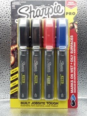 Sharpie Pro Fine Tip Permanent Marker 4 Pack Marks on Wood, Metal, PVC, Concrete