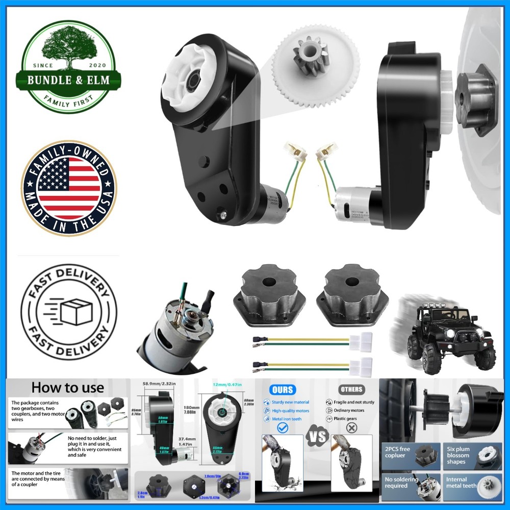 Fast Steel Gear Motor Gearbox Set for Power Wheels Vehicle Conversion Kit
