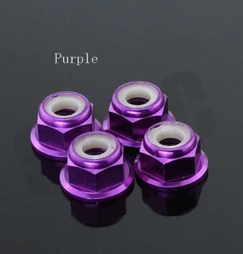 2-10PCS M2-M8 Colorful Aluminum Flange Nylon Lock Nuts RC Bike Fasteners