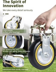 Farm Gate Wheel Kit – 2 Pack, 6” Metal Gate Support Wheels with Clamps & Screws