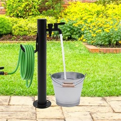 2-Outlets Outdoor Water Column Faucet Floor Mount Column Faucet Garden Faucet