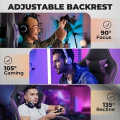 Purple Ergonomic Gaming Chair, Computer Chair with Footrest and Lumbar Support a