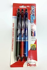 NEW Pentel EnerGel RTX 3-Pack Liquid Gel Pen Deluxe Assorted Colors .5mm BLN75