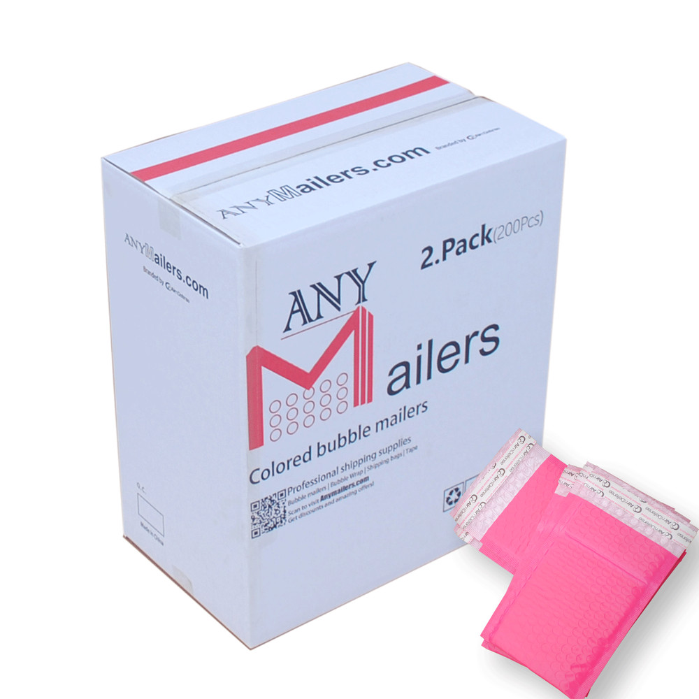 AirnDefense 200 #2 8.5X12″ Pink Poly Bubble Mailers Shipping Padded Envelope