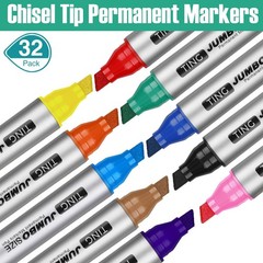 32 PCS Jumbo Permanent Markers Bulk Large Chisel Tip Waterproof Multicolor