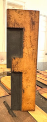 LARGE Wood Letter F Letterpress Print Type Printers Vintage Printing 7″ PATINA
