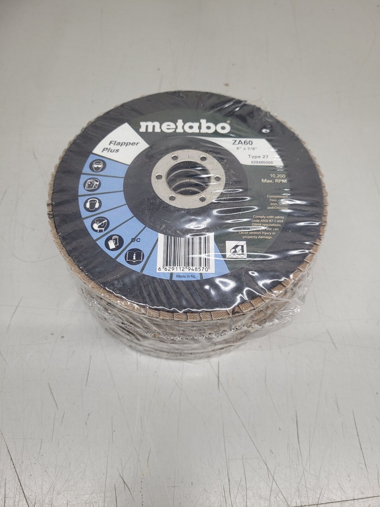 Metabo 629485000 6″ x 7/8″ Flapper Plus Flap Discs 60 Grit 10pk
