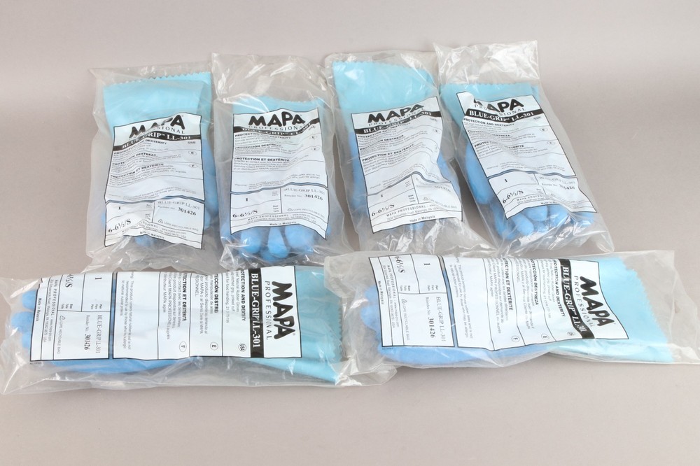 6 pairs of MAPA Professional Glove Blue-Grip LL-301 6-6 1/2″ Small