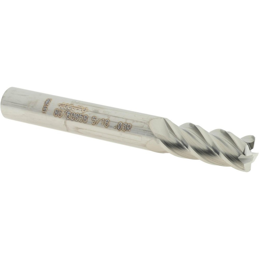 Corner Radius End Mill:5/16″Dia,3/4″LOC,0.0300″Radius,4 Flute,Solid Carbide