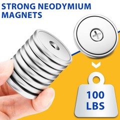 8Pack Neodymium round Base Cup Magnet 100LBS Strong Rare Earth Magnet Heavy Duty