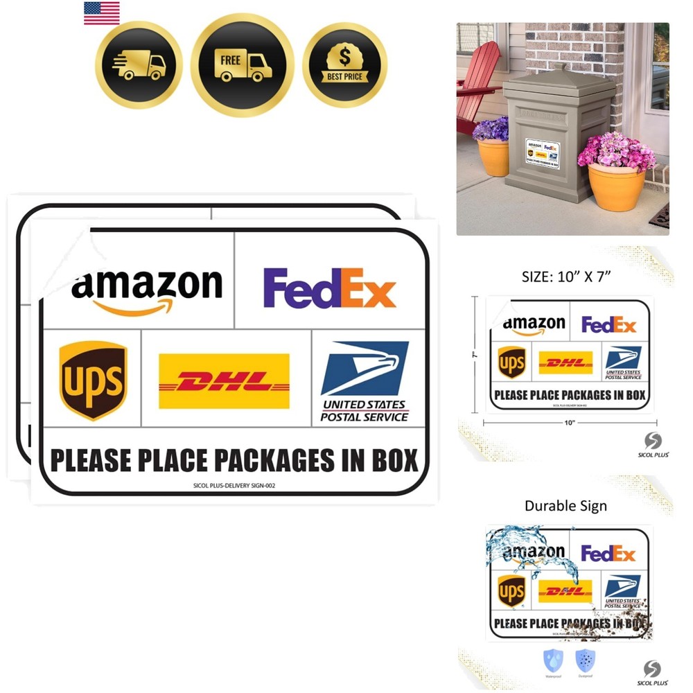 Package Delivery Signs 02 pack Package Delivery Stickers size 10 x 7 Inches O…