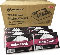 Lined 3×5 Index Cards, White, 2400 Sheets, 24 Pack
