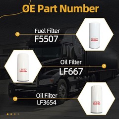 LF667(X2) LF3654 FF5507 FF5369 Filter Kit, Compatible With Volvo D13 Oil Change