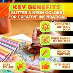 120 Pcs Assorted Glitter Gel Pen Refills 120 Count (Pack of 1), Colors May