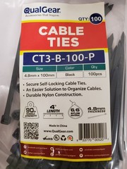 *10 100-PACKS* QualGear Self-Locking Cable Ties, 4 in., Black = 1,000 TOTAL