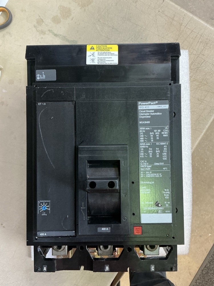 NEW Square D MGA MGA36400 3 Pole 400 Amp 600v Circuit Breaker I-Line Powerpact