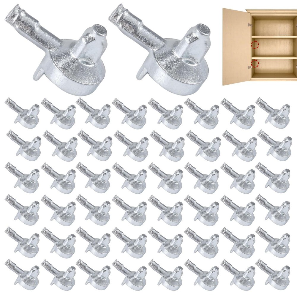 50pcs Shelf Pegs Compatible with IKEA Billy Bookcase (Part 131372), Silver